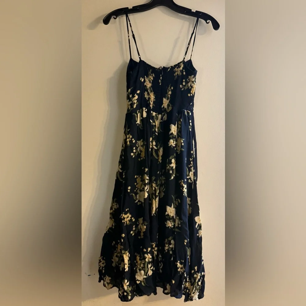 Reformation Navy Floral Midi Dress pre-owned - Picture 4 of 8